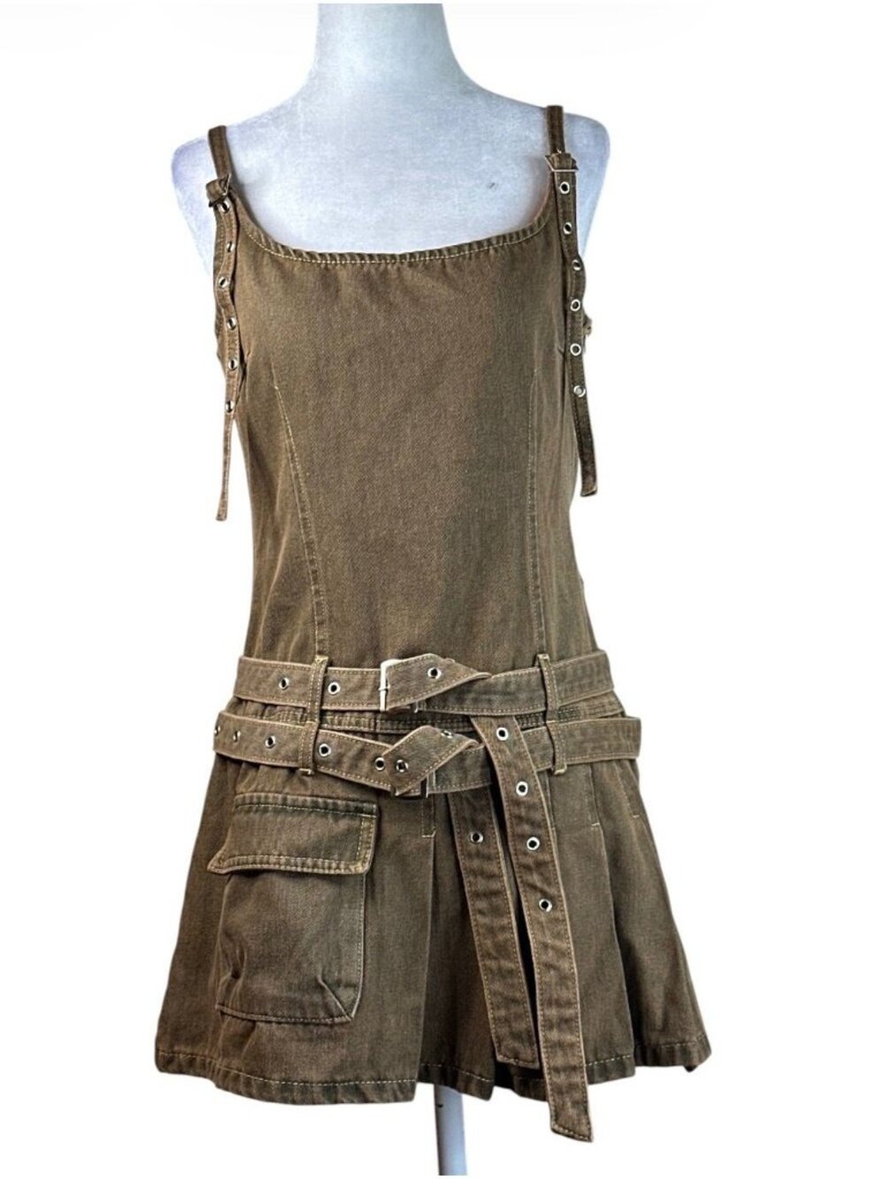 LIONESS Biker Mini Dress in Petrol Medium New Womens Denim - Picture 4 of 16